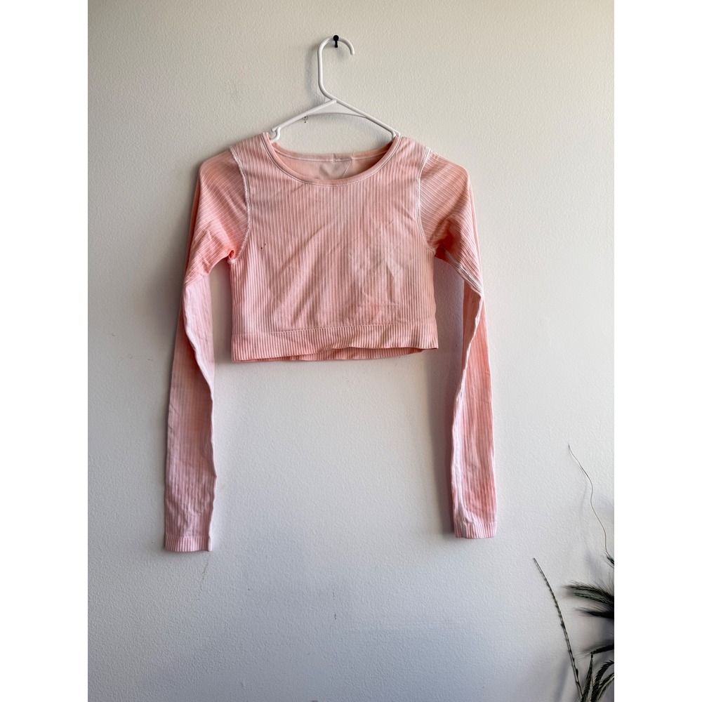 Lululemon Ebb to Street Long Sleeve Ribbed Crop Top Pink Size 4 dye